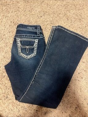 Grace in LA Dark Indigo Bootcut Jeans with Contrast Stitching